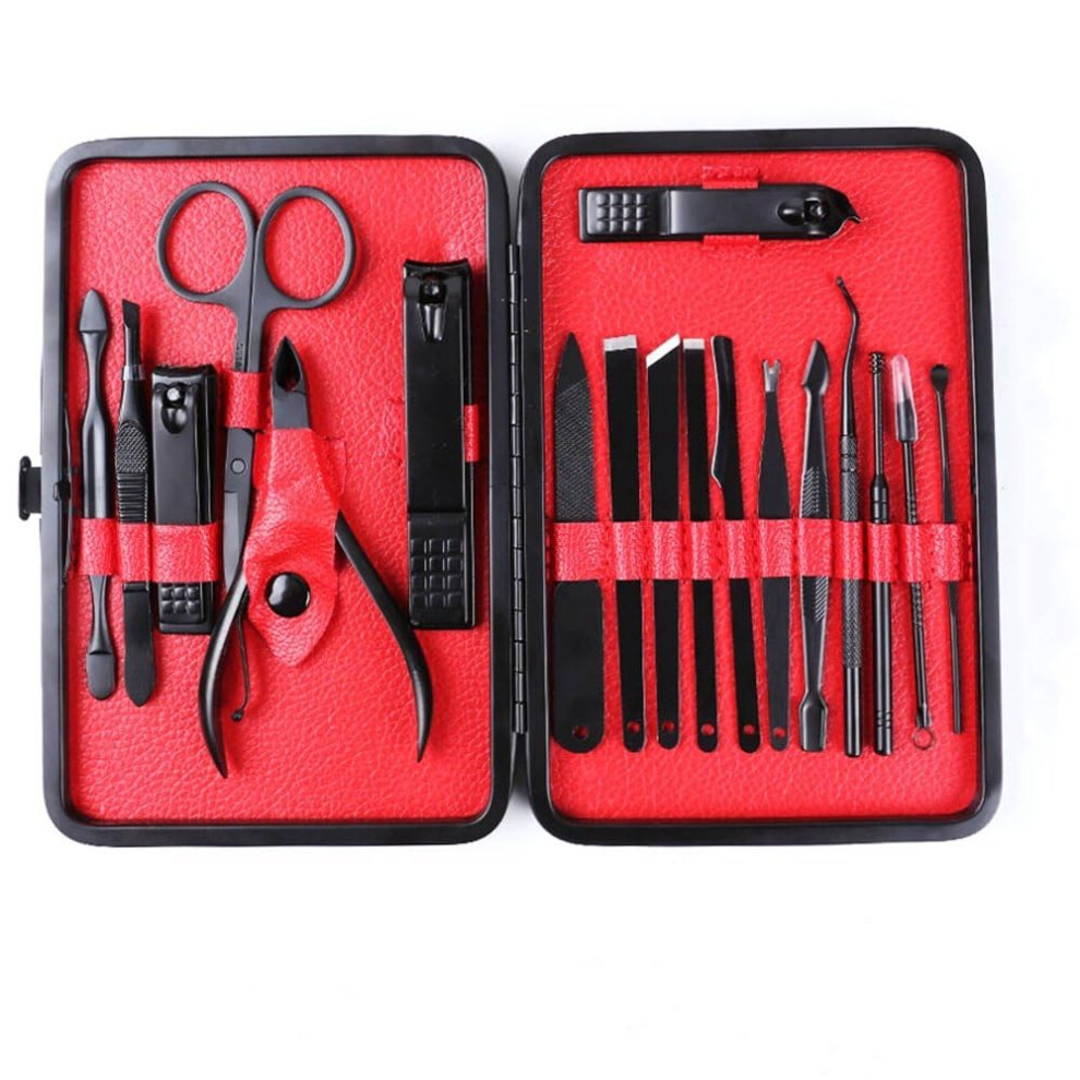 Professional Stainless Steel Nail Clipper Set 18 PCS Manicure Pedicure Kit with Cuticle Remover