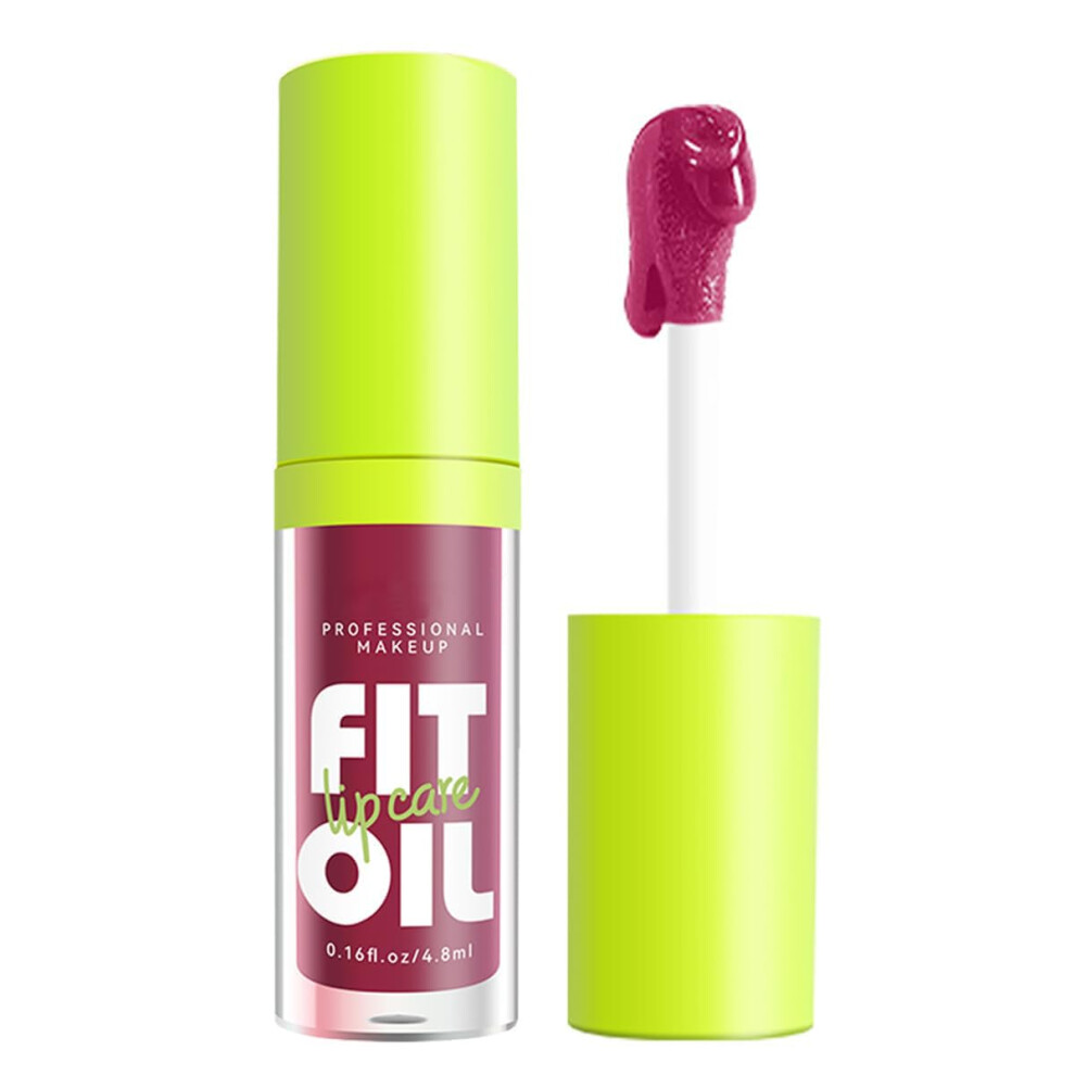 Purple Hydrating Lip Oil with Large Brush Head for Deep Hydration and Nonsticky Glossy Finish (#04)