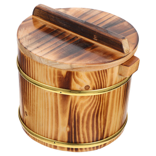 3Sets Practical Wooden Rice Serving Bucket Sushi Mixing Display Bowl