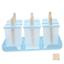 3Sets Portable Ice Cream Maker Sky-Blue PP Wood DIY Mold Set