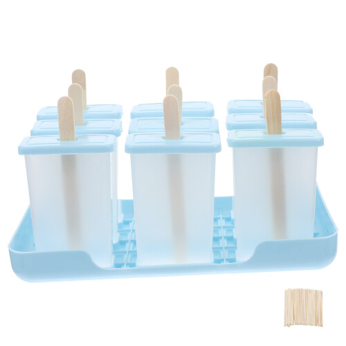 3Sets Portable Ice Cream Maker Sky-Blue PP Wood DIY Mold Set