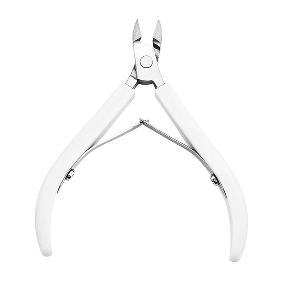 Stainless Steel Cuticle Scissors and Nippers with Ergonomic Silicone Grip for Precise Manicure, White