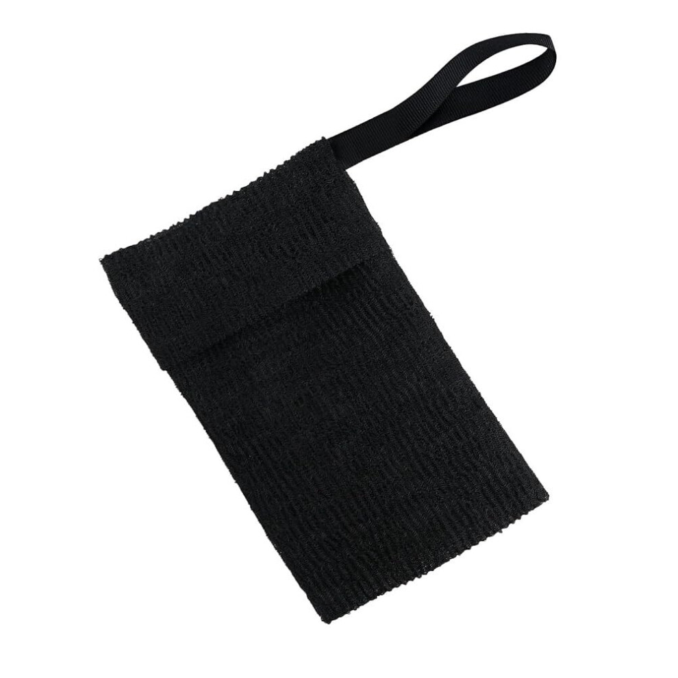 Black Exfoliating Soap Saver Pouch with Durable Nylon Mesh for Shower and Travel