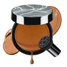 Air Cushion CC Cream Full Coverage with Mushroom Head Foundation, Long Lasting Oil Control Dark Brown