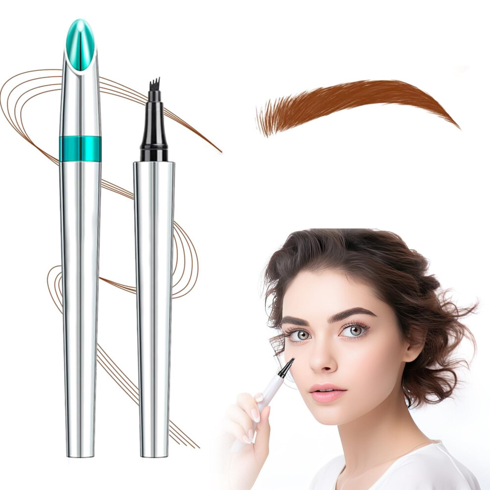 Waterproof Eyebrow Pen with 4 Fork Tip, Long Lasting Microblading Pencil for Natural Hairlike Brows