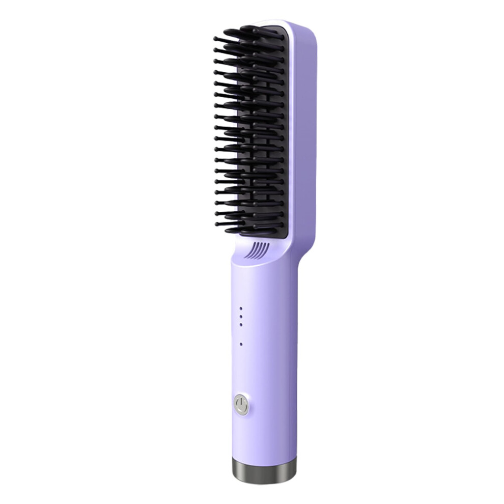 Purple Cordless Ionic Hair Straightener Brush With Negative Ion Frizz Control, Fast Heating,