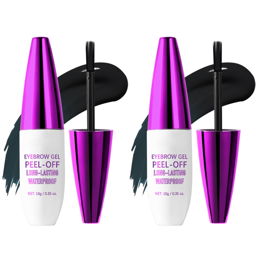 Black 2 Pack Eyebrow Tattoo Gel, Waterproof Longlasting Peel Off Brow Tint For Natural Full Brows (#1 )