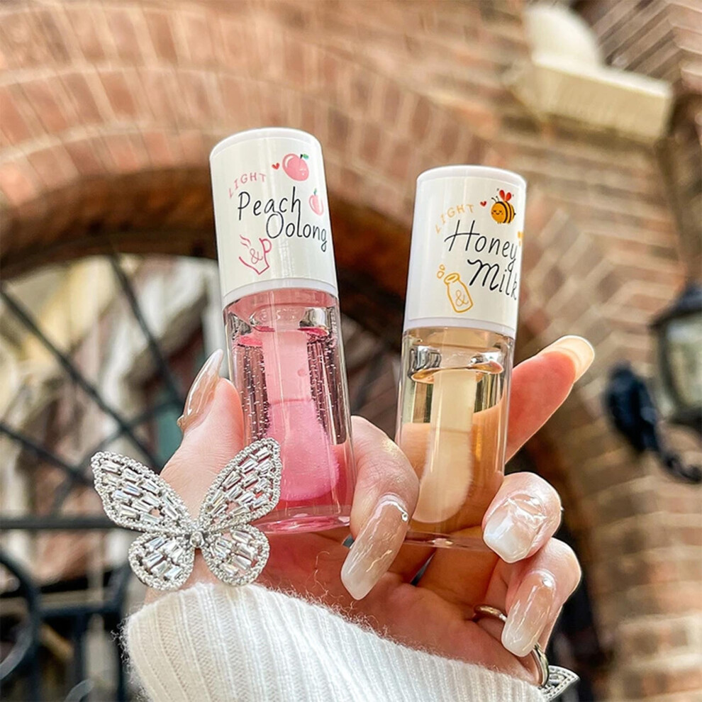 Lip Gloss and Lip Oil Set with Vitamin E, Hydrating NonSticky Shine, Honey and Peach Longwear