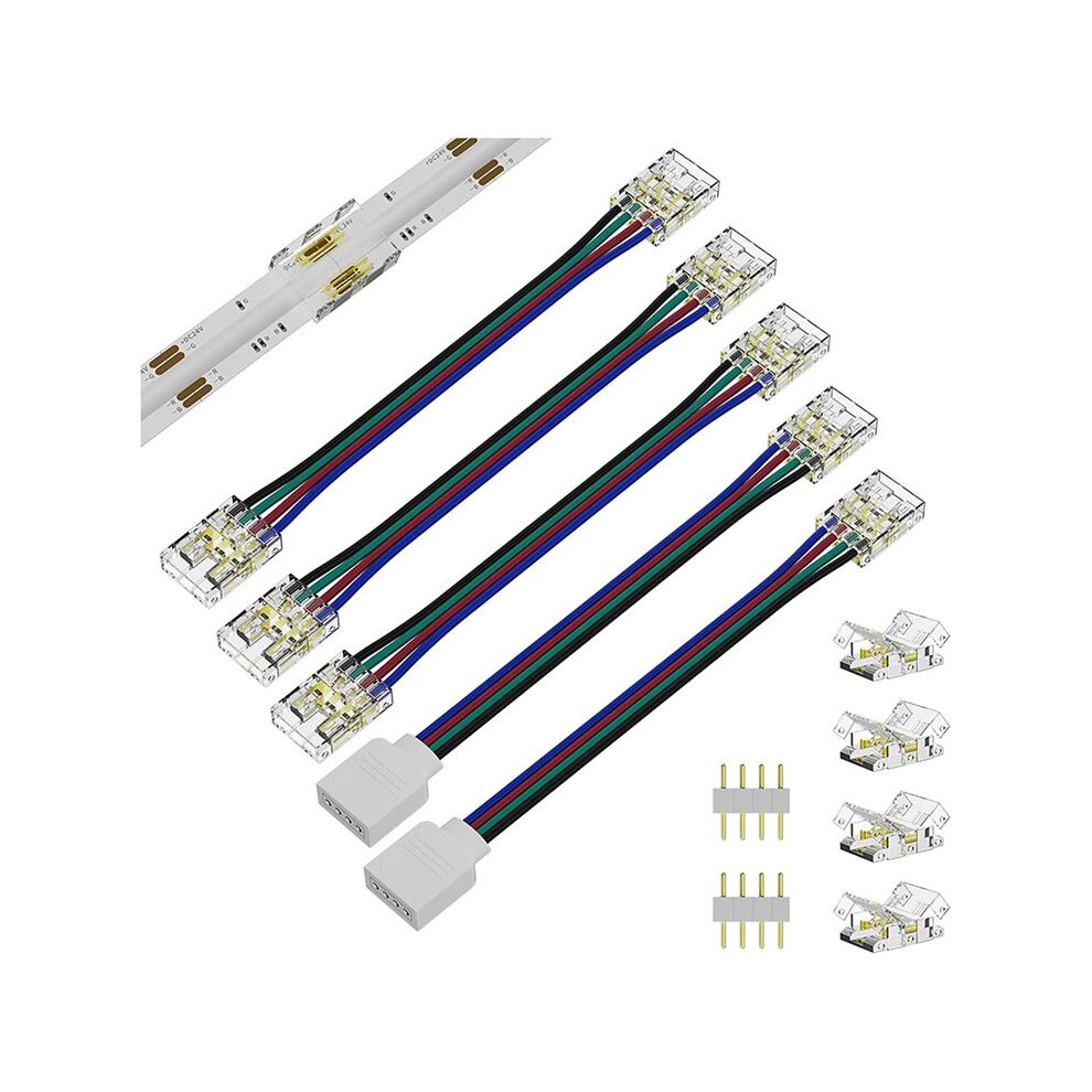 10Mm Connectors For Cob Rgb Led Strip Lights 4 Pin,Dual Ends Extension Connectors To 4 Pins Plug 5.5In Extension Wire 6031269062335
