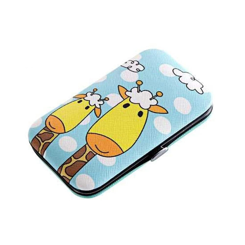 Manicure Pedicure Set 7pcs Stainless Steel Nail Clippers Kit with PU Case Cartoon Design for Travel
