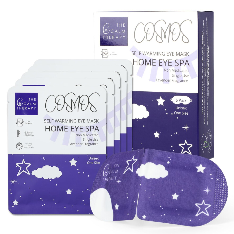 Lavender Self Heating Steam Eye Mask With Calming Aroma, Warm Compress, Disposable For Travel