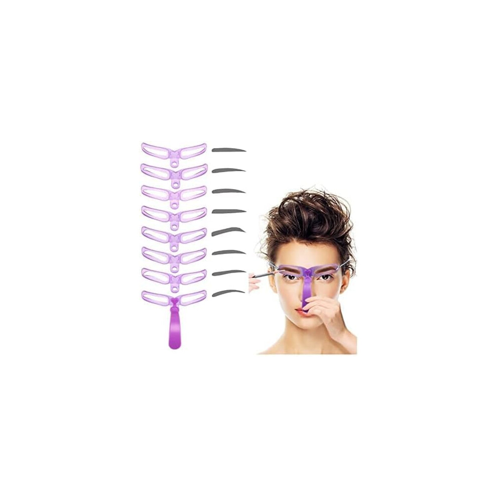 Eyebrow Stencil Shaping Kit with Handle and Strap, 8 Styles Reusable Washable Templates