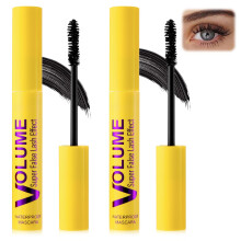 2 Pcs Waterproof Volumizing Mascara Smudge Proof Clump for Long Lasting Curl and Length
