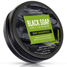 Gray Hair Coverage Soap Bar with Quick Touch Up and Natural Black Color, 100g Travel Size