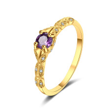 (gold, 8) European and American Simple Light Luxury Style Amethyst Rose Gold Zirconia Women's Ring Turkish Rings