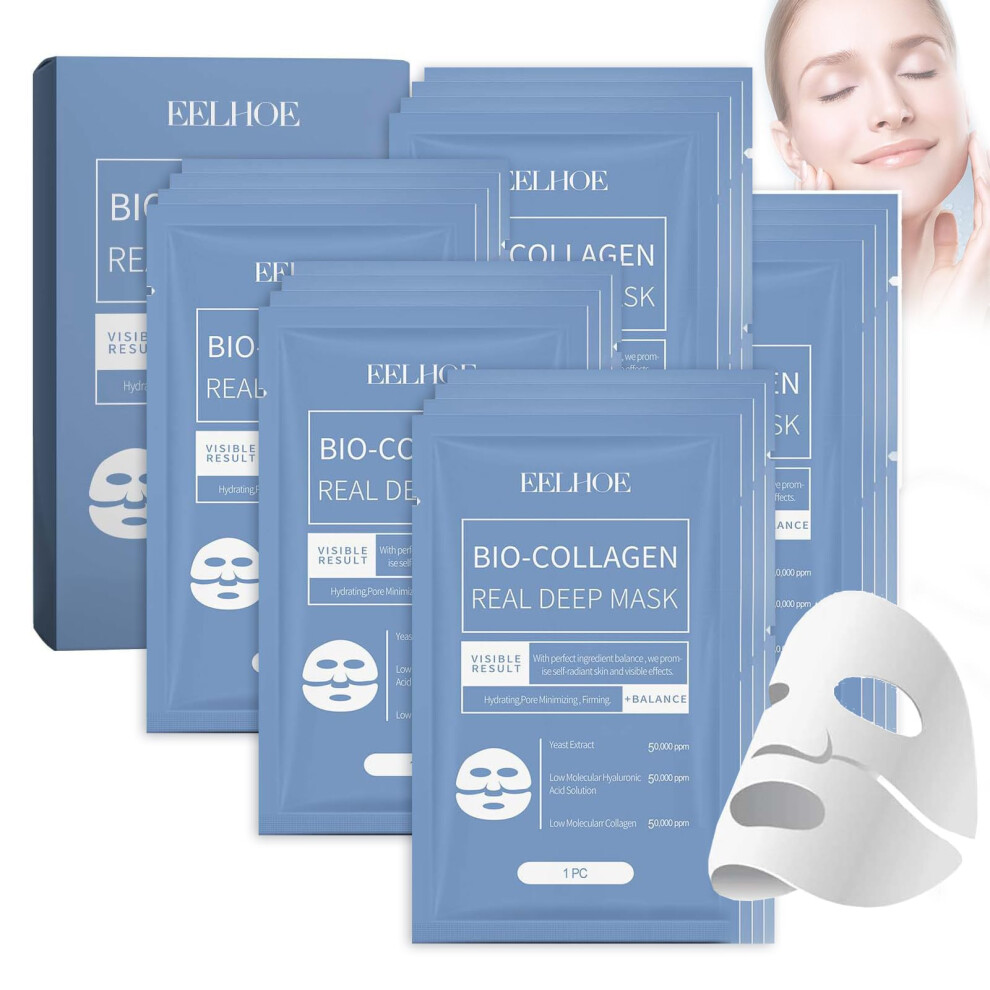 Blue Collagen Face Mask Set 5Pcs Firming And Hydrating Overnight Antiaging For All Skin Types
