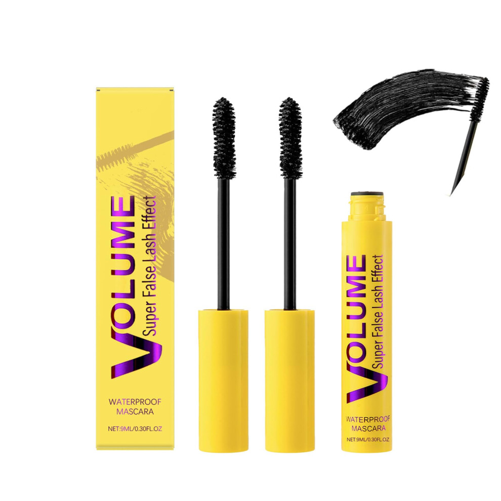 Waterproof and Smudge Proof Mascara 2 Pack for Long Lasting Volume Curl and Clump  Wear
