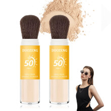 Sunscreen Setting Powder SPF50 Oil Control Face Powder with Brush, Matte Finish Loose Powder 2 Pcs
