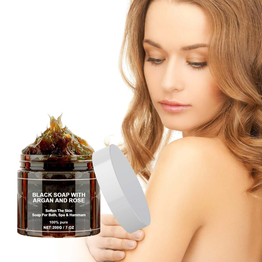 Black Moroccan Soap With Argan Oil, Beldi Exfoliating Body Scrub For Smooth And Hydrated Skin