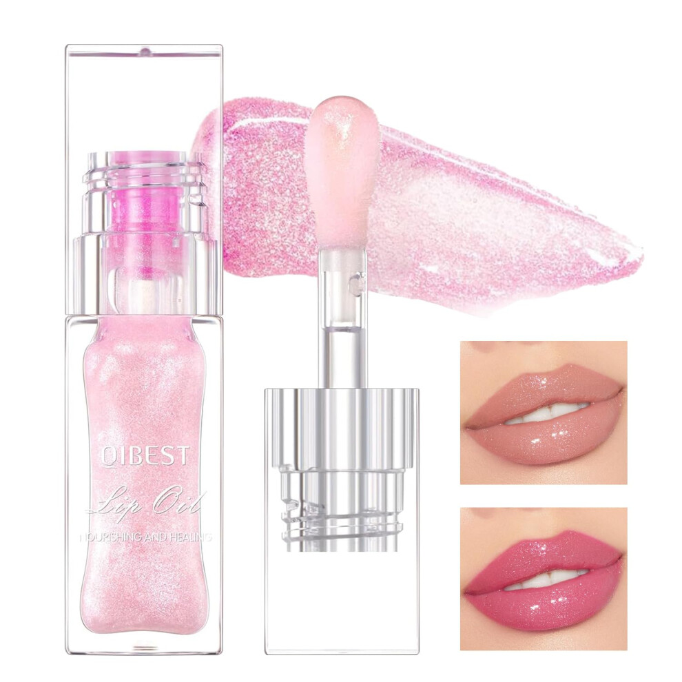 Pink,Clear Color Changing Lip Oil Clear To Pink Moisturizing Nonsticky Lip Glow Oil Long Lasting Hydration