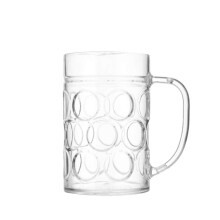 Unbreakable Acrylic Beer Mug with Handle 500ml Crystal Clear Glass for Parties and Home Use
