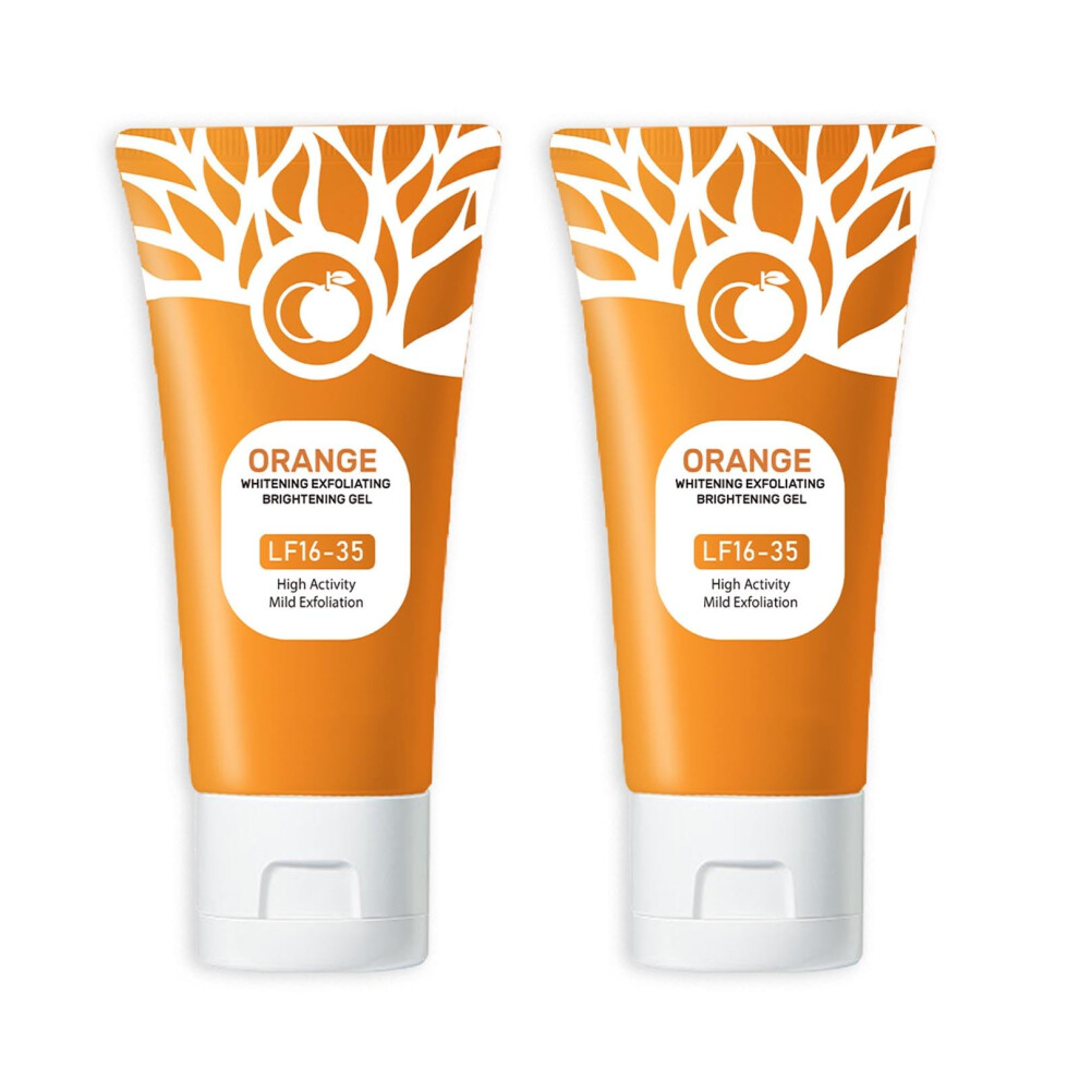 Orange Exfoliating Gel Face and Body Scrub, Natural Citrus Deep Cleansing Moisturizer (2PCS)