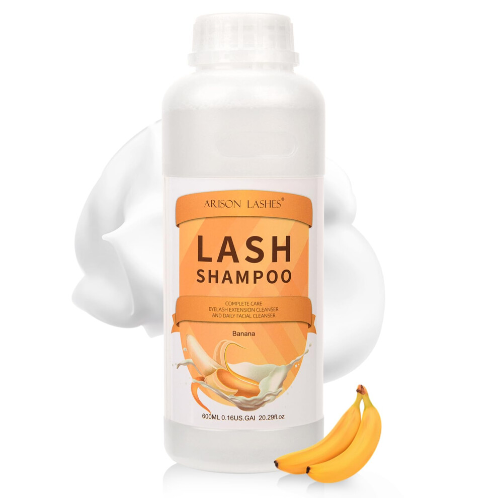 Eyelash Extension Cleanser 600ml Gentle Foam Formula Banana Scent Oil Lash Shampoo