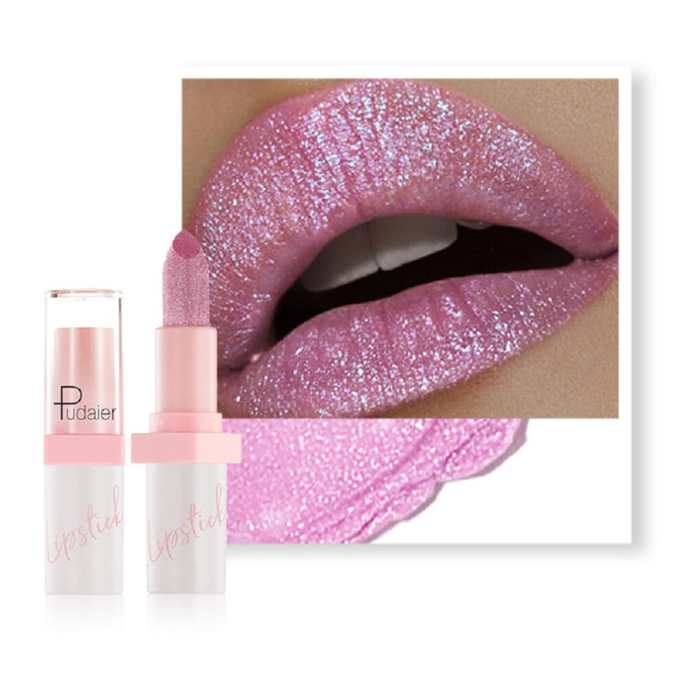 Metallic Lip Gloss with Sparkly Pearlescent Shine, Hydrating NonStick Cup Wear, 10 Colors