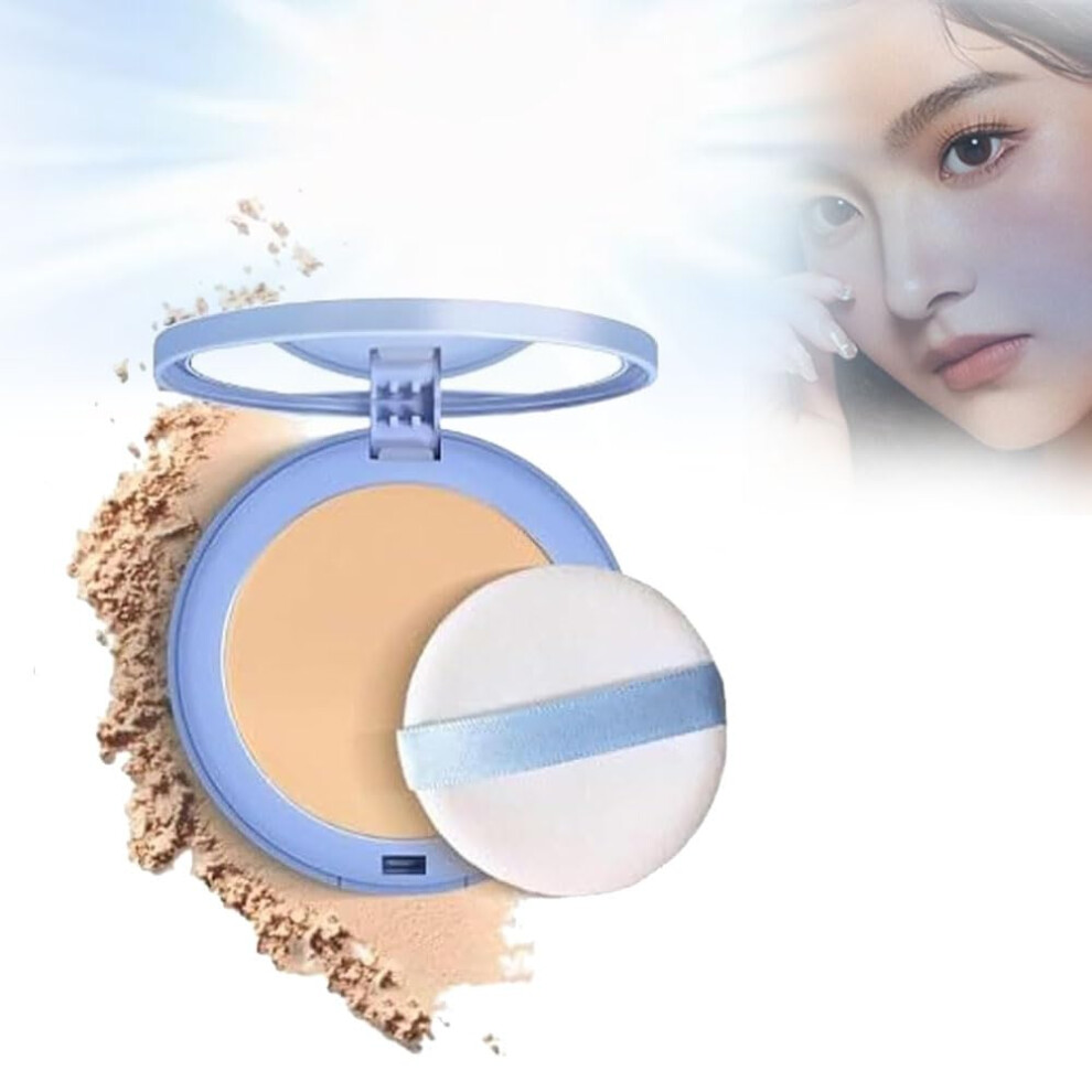 Beige Pressed Powder 02 Natural Waterproof Long Lasting Oil Control Matte Setting Powder With Mirror