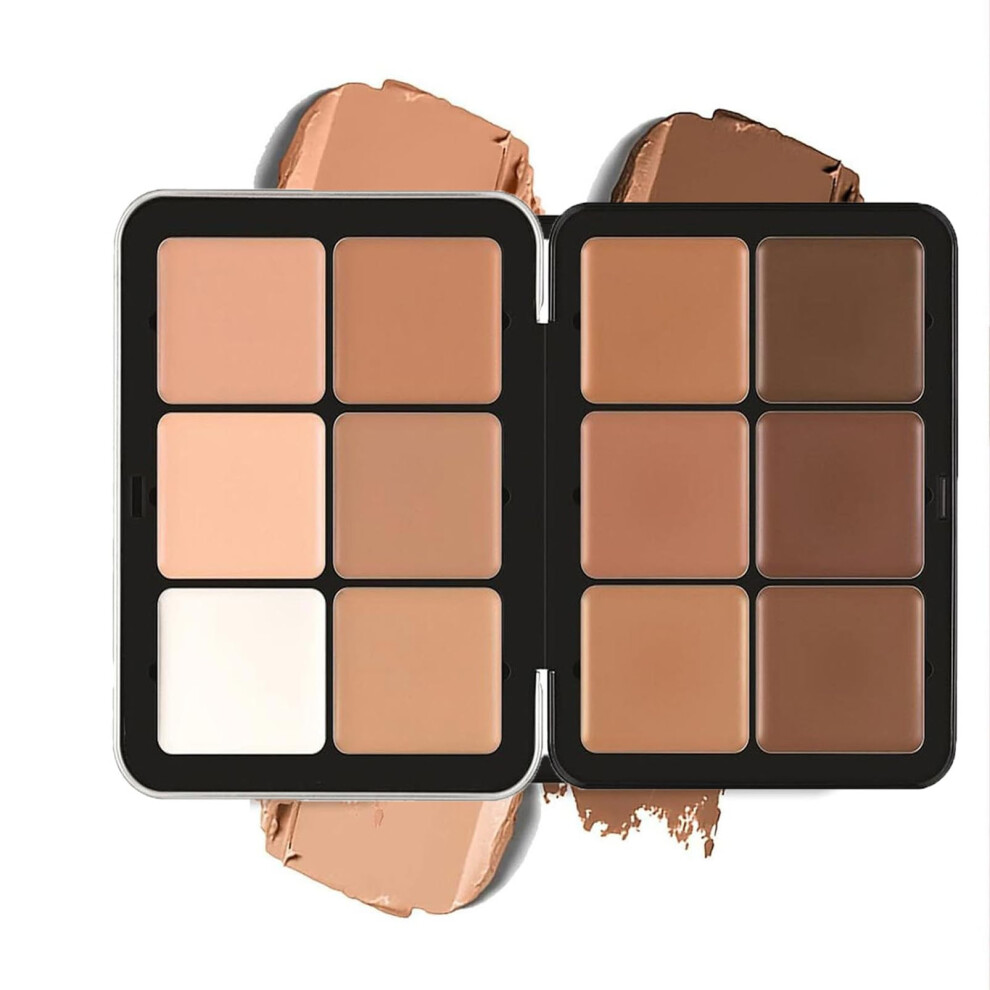12Color Concealer  Blush Cream Palette, 2In1 Cream Blush Palette, LongWearing Full Coverage Makeup