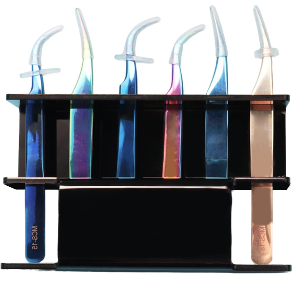 Eyelash Extension Tweezers Holder 6 Hole Acrylic Stand for Salon Tool Organizer and Display