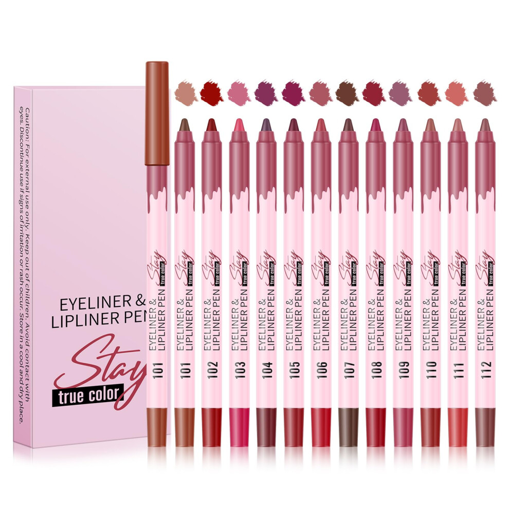 12 Colors Lip Liner Set Waterproof Matte Long Lasting  Pigmented Nude Pencils for Women