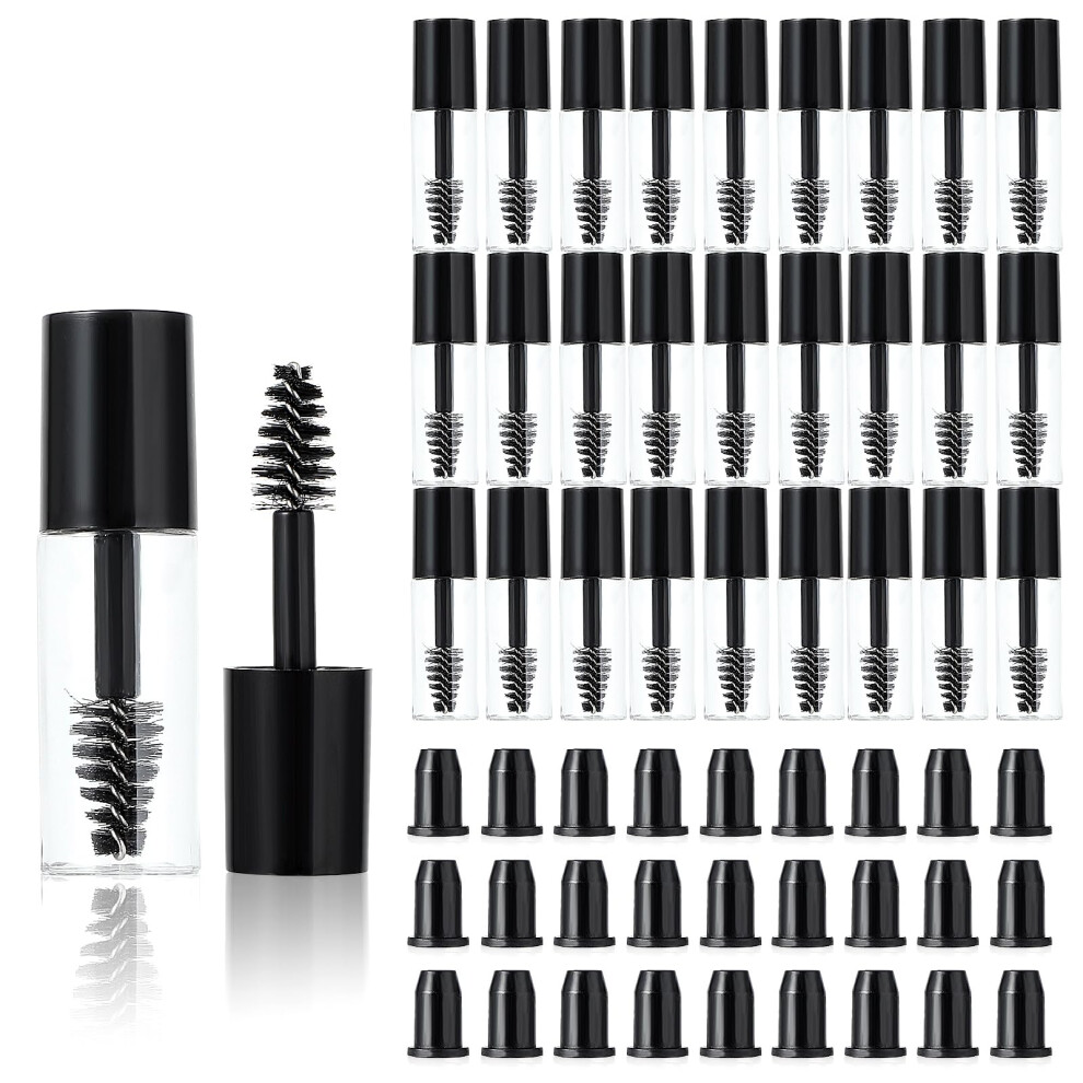 Black 27Pcs Empty Mascara Tubes With Wand 3Ml Leakproof Travel Size Mini Bottles For Eyelash Serum