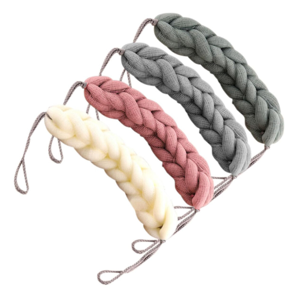 Soft Bath Loofah Set 4pcs for Gentle Exfoliation, Adult Shower Sponge with Quick Drying Lanyard