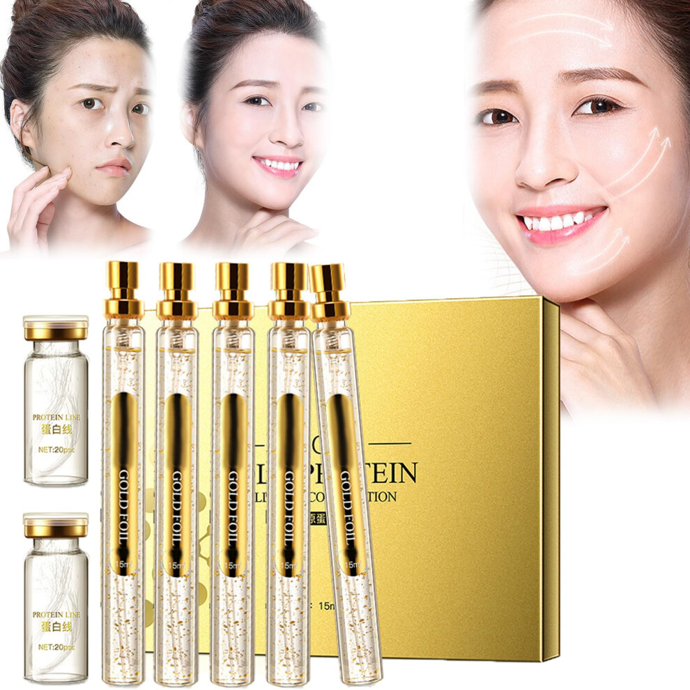 Protein Thread Lifting Set with Gold Protein Essence, Absorbable Collagen Threads for Facial Firming (1PCS)