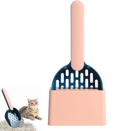 Litter Scoop with Hidden Hook Storage, Recyclable Material for Sustainable Cat Waste Storage Solution