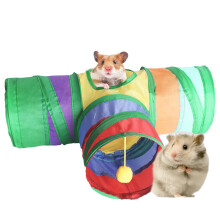 Tunnels de jeu et de cachette pour cochons d'Inde : tunnel portable et pliable pour petits animaux, tunnel de jeu à 3 entrées idéal pour les