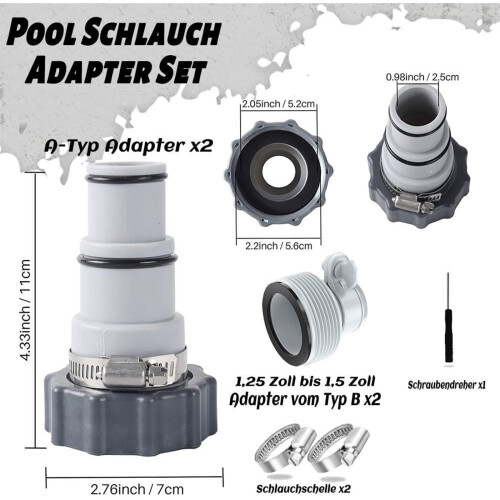 Universals Pool Hose Adapters Flexible Pool Hose-Style A 2