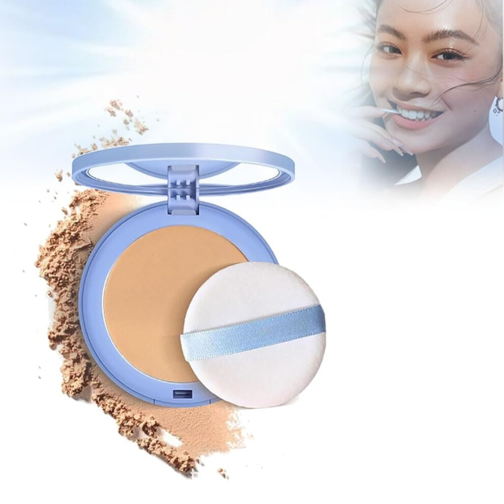 Beige Oil Control Pressed Powder Matte Waterproof Long Lasting Face Powder With Mirror And Puff 03 Pure