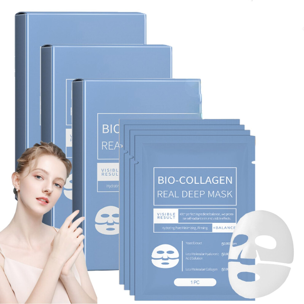 Collagen Face Mask with Deep Hydration and Lifting Effect, Overnight Hydrating Sheet Mask