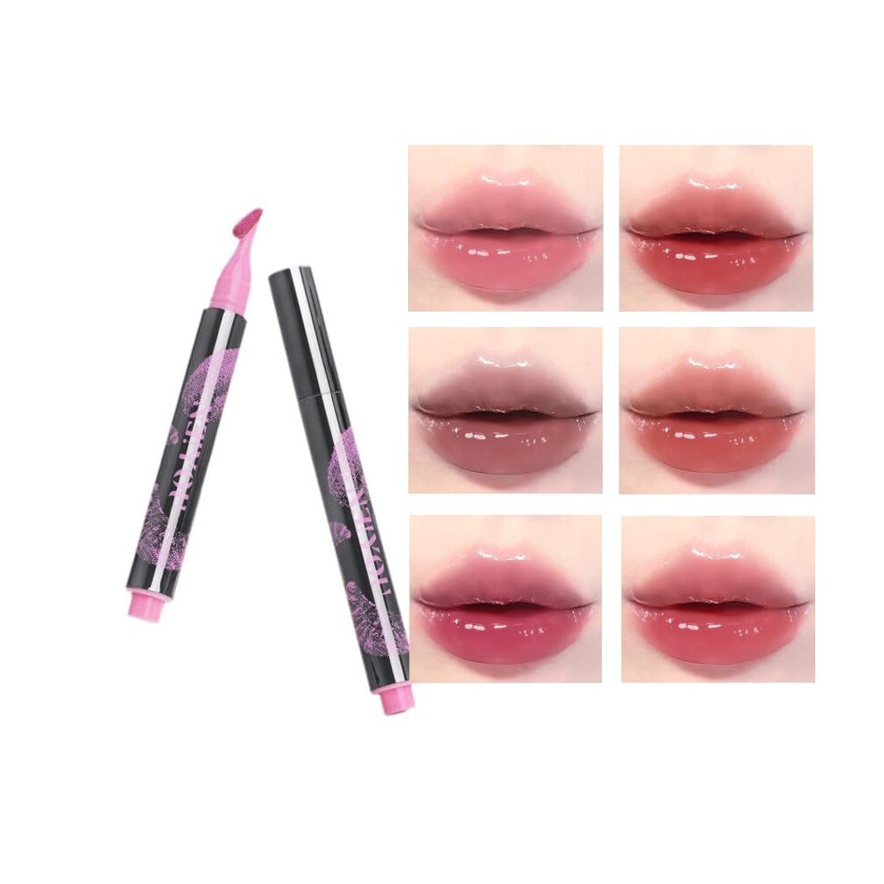 Translucent Mirror Effect Lip Gloss and Moisturizing Plumping Liquid Lipstick with Precision Brush 3g M02