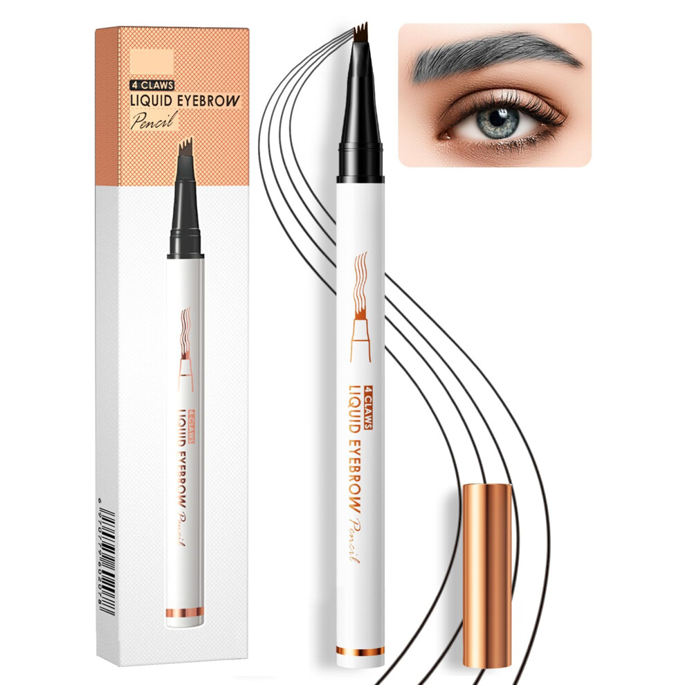 Waterproof Microblading Eyebrow Pencil with Quad Fork Tip 3D Effect Long Lasting Gray