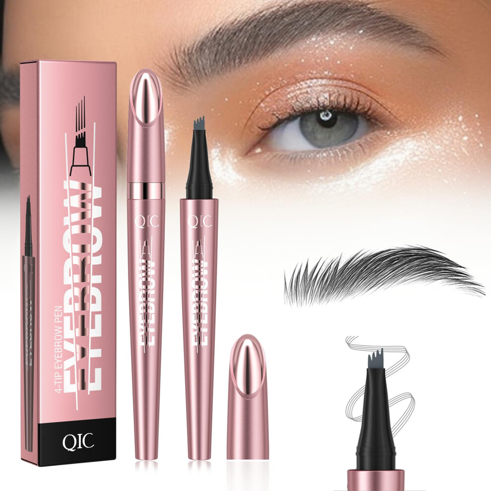 Gray Waterproof Eyebrow Pencil 4 Tip Microblading Pen Long Lasting Natural Hairlike Brow For Women