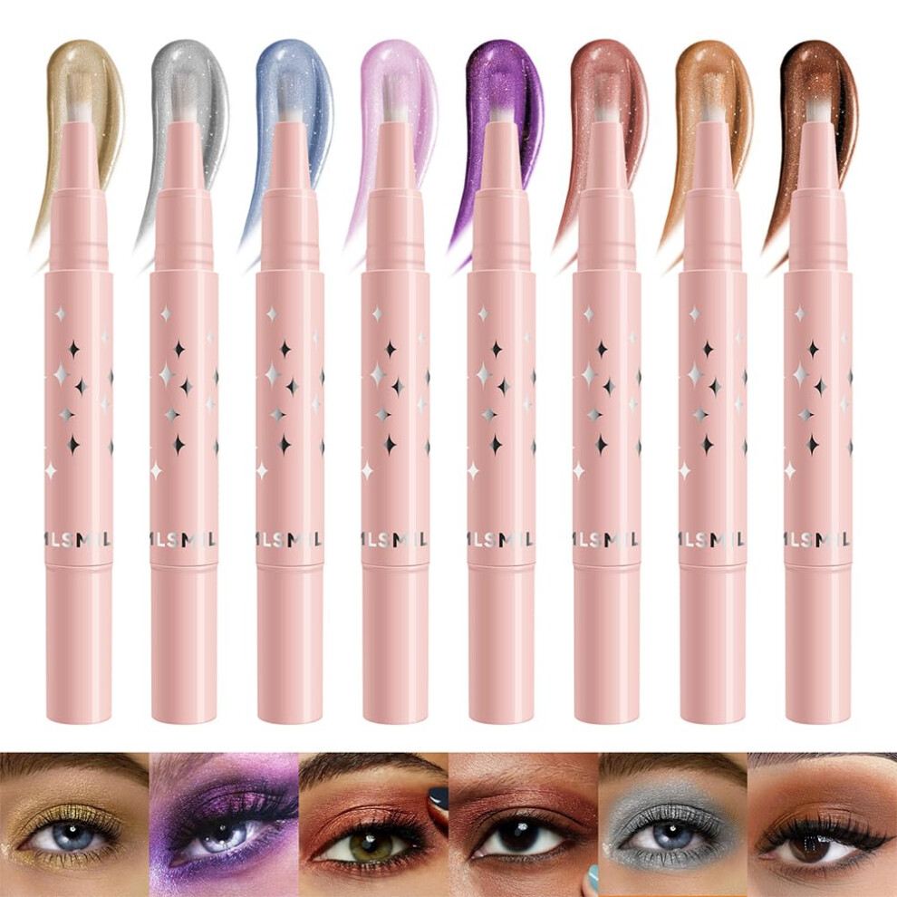 Glitter Eyeshadow and Liquid Glitter Eyeliner 05#, LongLasting Quick Dry, Dual Purpose Lip Gloss