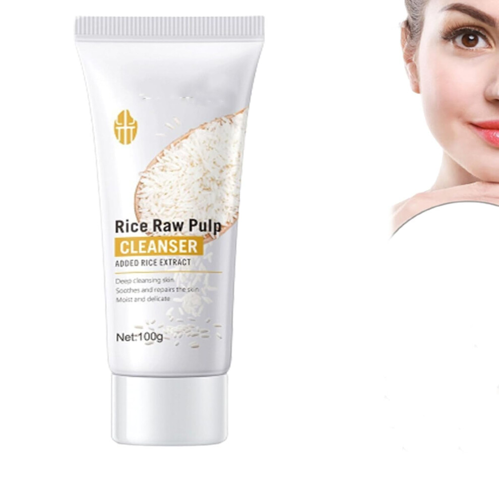 Rice Facial Cleanser with Gentle Exfoliating Foam for Deep Pore Cleansing and LongLasting Hydration