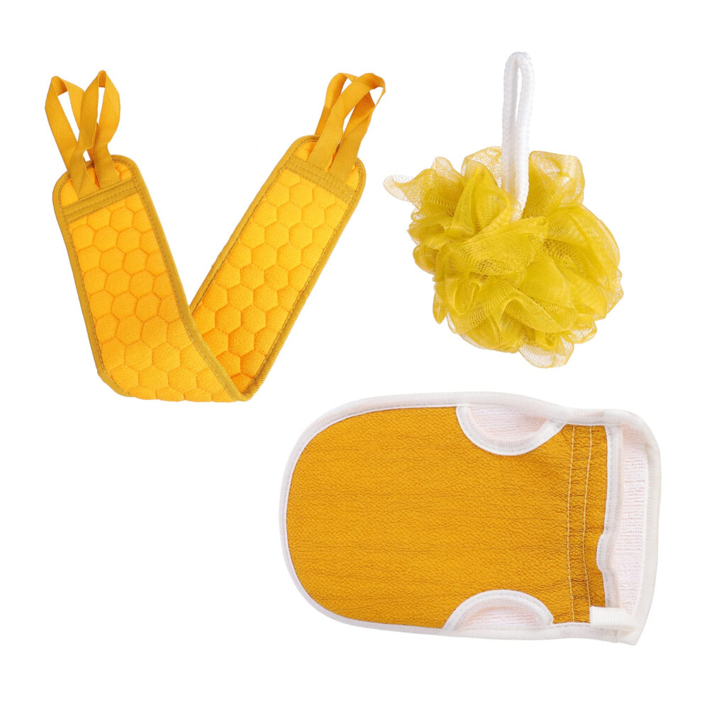 Exfoliating Bath Towel and Body Scrubber Set with Back Scrubber for Deep Cleaning Massage