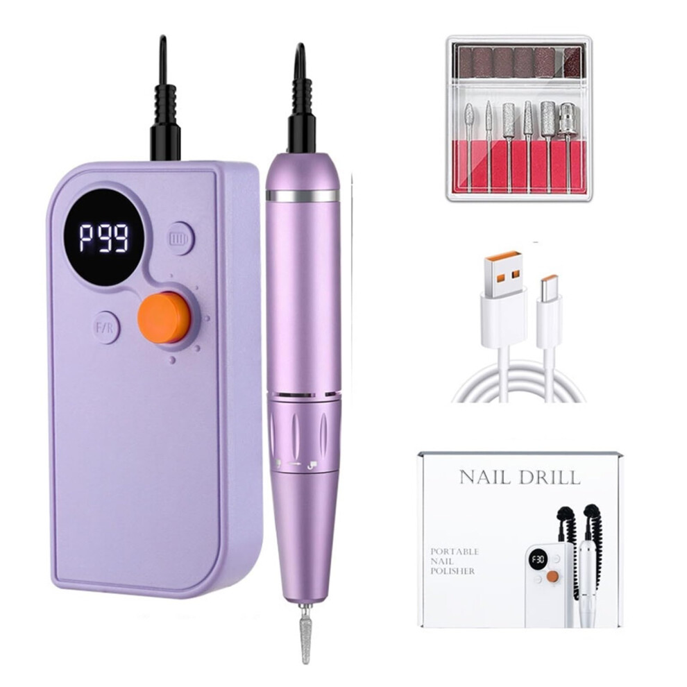 Electric Nail Drill 30000RPM Cordless Rechargeable with LCD Display Low Noise for Gel Nails