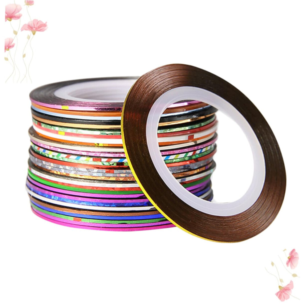 30 Rolls Self Adhesive Nail Striping Tape Set for SalonQuality Shiny Colorful Manicure Designs