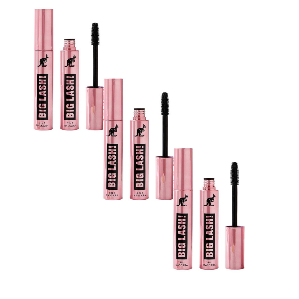 Pink Fiber Lash Mascara For Natural Lengthening And Thickening, Smudgeproof Curl Hold, 3Pcs