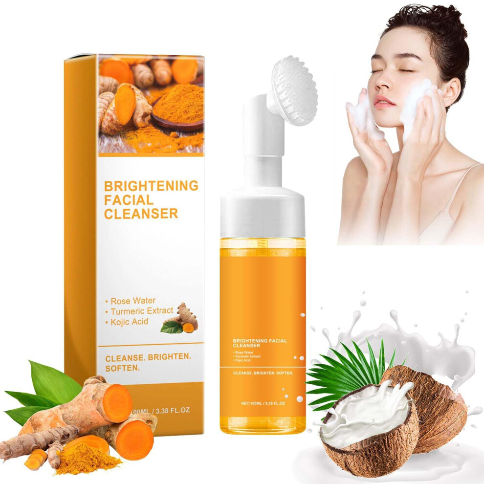 Turmeric Face Wash with Honey for Glowing Skin, Gentle Foaming Cleanser for Deep Pore Cleansing